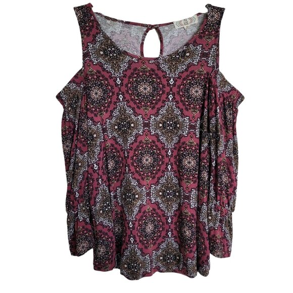 Women's Cold Shoulder Long Sleeve Top Pink Rose Size Small - Picture 1 of 5